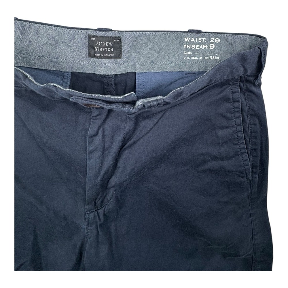 J.Crew Stretch Chino Shorts Mens 29 Navy Blue Flat Front 9" Inseam - Picture 3 of 8